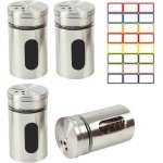 Set van 4 RVS Kruidenpotjes met Draaideksel - Inclusief Etiketten - Keuken Accessoires