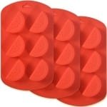 Silicone mal voor fruitvorm, 4-pack, 6-holtes - watermeloen design - anti-aanbak food grade mal voor zeep, ijsblokjes, snoep, fondant, chocolade - keuken accessoire.