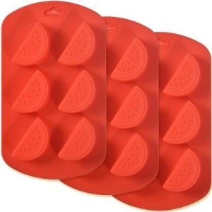 Silicone mal voor fruitvorm, 4-pack, 6-holtes - watermeloen design - anti-aanbak food grade mal voor zeep, ijsblokjes, snoep, fondant, chocolade - keuken accessoire.