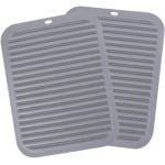 Siliconen onderzetter, hittebestendig 30x23 cm, keuken accessoires, krasbestendige mat, grijze onderzetters (set van 2)