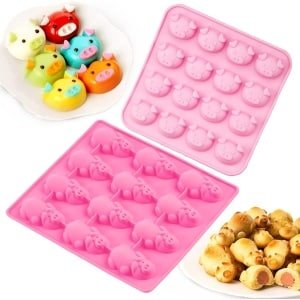 Siliconen vorm voor chocolade, snoep, gelei en ijsblokjes - Set van 2 - Roze - Keuken accessoires - Bakvormen.