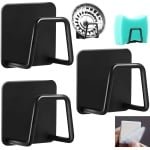 Sponshouder - 3 stuks - RVS - Zelfklevend - Waterbestendig - Sponshouder voor in wasbak - Gootsteen Organizer - Vaatdoek houder - Sponzen houder - Gootsteenhaakje - Keuken Organizers - Keuken accessoires - Aanrecht Organiser - Zwart