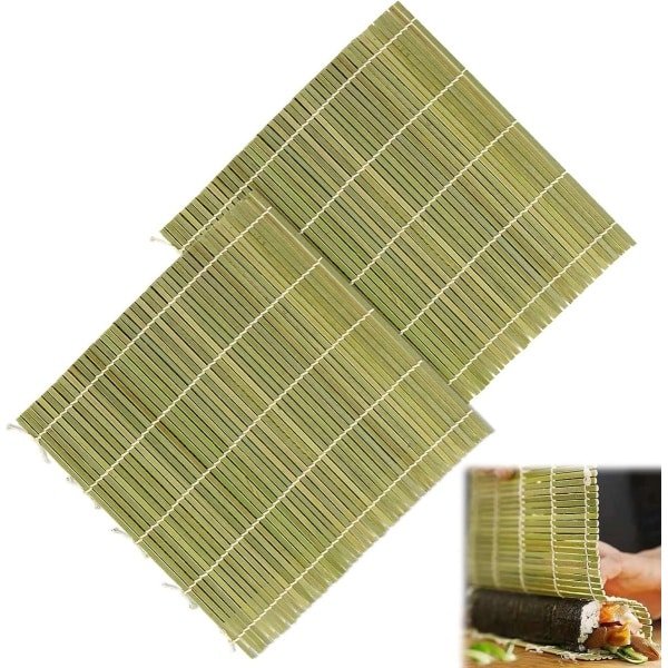 Sushi mat van natuurlijke bamboe voor het rollen van sushi - set van 2 stuks - keuken accessoire