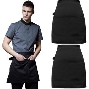 Tabliers de Cuisine - 2 Pieces Chef Tabliers - Tablier Réglable avec Poches - Tabliers de Serveuse Noir - Tablier Cuisson à Domicile - Tabliers pour Cuisine Jardinage Restaurant Cafe - Keuken Accessoires - Kook Gereedschap