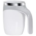 Zelfroerende mok, oplaadbare automatische magnetische elektrische koffiemok met roterende roerder, geschikt voor kantoor/keuken/reizen/thuisgebruik, koffie/thee/warme chocolademelk/melk - Wit 380 ml