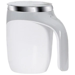 Zelfroerende mok, oplaadbare automatische magnetische elektrische koffiemok met roterende roerder, geschikt voor kantoor/keuken/reizen/thuisgebruik, koffie/thee/warme chocolademelk/melk - Wit 380 ml