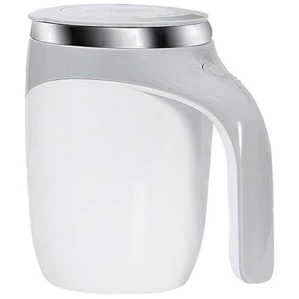 Zelfroerende mok, oplaadbare automatische magnetische elektrische koffiemok met roterende roerder, geschikt voor kantoor/keuken/reizen/thuisgebruik, koffie/thee/warme chocolademelk/melk - Wit 380 ml