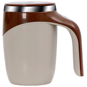 Zelfroerende mok, oplaadbare automatische magnetische elektrische koffiemok met roterende roerder, geschikt voor kantoor/keuken/reizen/thuisgebruik, koffie/thee/warme chocolademelk/melk - bruin 380 ml