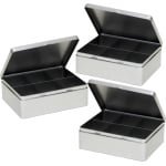 Zilveren 6- 3x -vaks theedoos/theekist - 20 x 16 x 7 cm - Keuken accessoires - Theezakjes bewaarblik