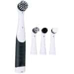 alpina Elektrische Schoonmaakborstel - Schrobborstel IPX5 met 4 Opzetstukken - Handborstel voor Badkamer en Keuken - Werkt op Batterijen - Zwart/Wit