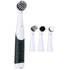 alpina Elektrische Schoonmaakborstel - Schrobborstel IPX5 met 4 Opzetstukken - Handborstel voor Badkamer en Keuken - Werkt op Batterijen - Zwart/Wit