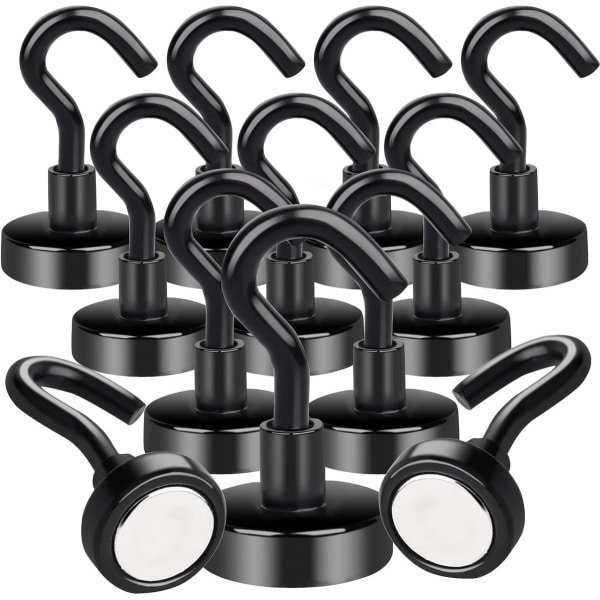 klein, 12 stuks, sterke zwarte magnetische neodymium magnetische haken, haken om op te hangen, keuken, camping, accessoires, 16 mm