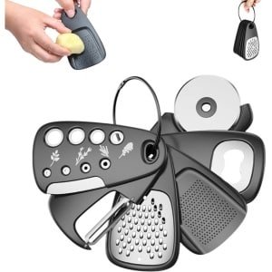 1 stuk - Keukengerei set - 6 in 1 - kruidenschiller - knoflookrasp en -versnipperaar - Keukenset - Compact - Keuken gadget - Makkelijk op te bergen - Keukengadgets