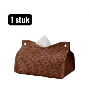 1 stuk - Tissue houders - Design Tissuesdoos met Opbergvak - Lederen Houder voor Keuken, Woonkamer en Kantoor - Multifunctionele Organizer voor Afstandsbediening en Accessoires - Bruin