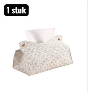 1 stuk - Tissue houders - Design Tissuesdoos met Opbergvak - Lederen Houder voor Keuken, Woonkamer en Kantoor - Multifunctionele Organizer voor Afstandsbediening en Accessoires - Wit