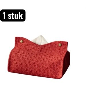1 stuk - Tissue houders - Design Tissuesdoos met Opbergvak - Lederen Houder voor Keuken, Woonkamer en Kantoor - Multifunctionele Organizer voor Afstandsbediening en Accessoires - Rood