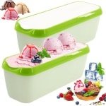 1.5L IJscontainer - Set van 2 Herbruikbare IJsopslagdozen met Siliconen Deksel - BPA Vrij voor Thuisgemaakte IJs - Keuken Accessoires, Cyan