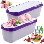 1.5L Ice Cream Container - Set van 2 Herbruikbare Opslagdozen voor IJs - Silicone Deksel - BPA Vrij voor Thuisgemaakt IJs - Keuken Accessoires