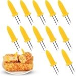 12 stuks Maïsspiesen voor BBQ - Roestvrij stalen maïskolven - Gele keuken accessoires - Fruitvorken voor barbecue met maïsvlees