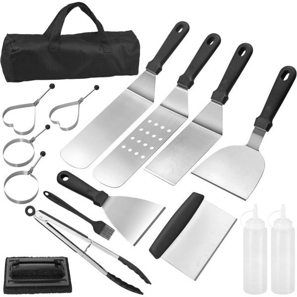 16-delige BBQ Bakplaat Accessoires Set - Roestvrij Stalen Keuken en Grill Gereedschap voor Camping en Buiten