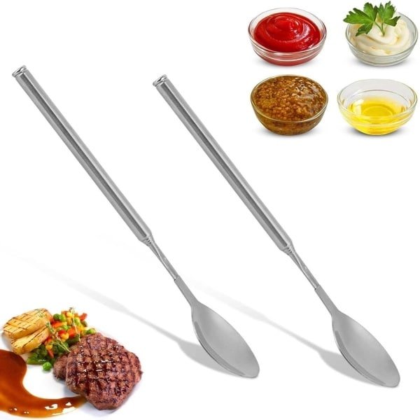 2-Pack Telescopische RVS Kooklepels 62cm - Lange Uitschuifbare Roerlepel voor Barbecue - Keuken Accessoires & Servies Essentials