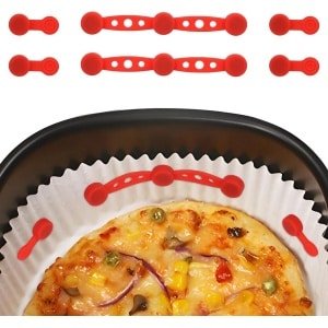 2 Sets Siliconen Magneetgespen voor Airfryer - Hittebestendige Rode Magneten om Papieren Bakjes op Hun Plaats te Houden - Accessoires ter Voorkoming van Papierverbranding - Keuken Een must-have voor Airfryer Eigenaren.
