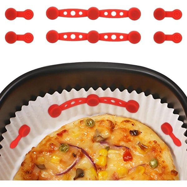 2 Sets Siliconen Magneetgespen voor Airfryer - Hittebestendige Rode Magneten om Papieren Bakjes op Hun Plaats te Houden - Accessoires ter Voorkoming van Papierverbranding - Keuken Een must-have voor Airfryer Eigenaren.