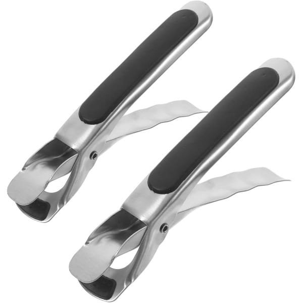2 Stuks Antislip Schotel Pizza Pan Gripper Keuken Hot Pot Accessoires Gietijzeren Plaat Lifters Anti-Brandwonden Roestvrijstaal - Set van 2 - Voor Kerk Air Fryer - Handig Kleine Gereedschap - Veilig Platen Aanbieden