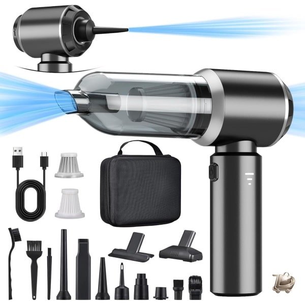 2-in-1 Draadloze Handstofzuiger Accu Stofzuiger 18000PA Sterke 3 Snelheden Elektrische Luchtblazer 200.000 rpm Voor Auto, Keuken, PC, Kantoor, Bank