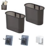 2 stuks tandenborstelhouder voor aan de muur, elektrische tandenborstelbekerhouder zonder boren, aan de muur te bevestigen tandenborstelbeker met 2 zelfklevende tandenborstelhouders en tandpastaclip voor douche, badkamer, keuken