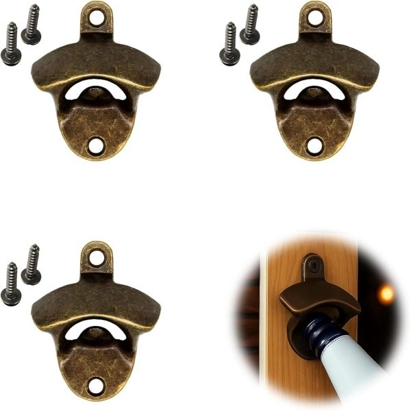 3 Pcs Bottle Opener Wall - Beer Opener Metal - Gemonteerde Schroeven voor Senior Bar Accessoires - Bar Restaurant Cafe Keuken