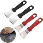 4-delige schraperset van roestvrij staal - Keukenschraper - Accessoires voor koekenpan schrapers - Geschikt voor glas, kookplaat, ovenschalen - Hoekreiniging stool - Geschikt voor buitengrillen in de keuken - Zwart, rood