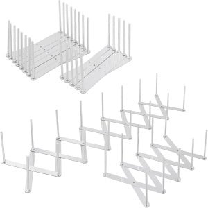 4 stuks ribhouders - 9-84 cm en 5,7-48,7 cm - dekselhouder - spareribs houder - roestvrij staal - verstelbare pannendekselhouder voor deksel - eetplaat - keuken accessoires