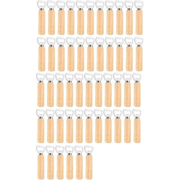 50x Houten Bieropener Roestvrij Staal - Keuken & Bar Accessoire