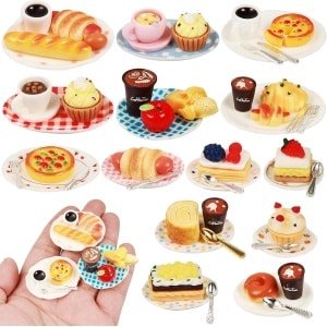 53 stuks miniatuur eten en drinken - miniatuur levensmiddelen poppenhuis accessoires - klein miniverse make it mini food - hars mini keuken miniatuur accessoires voor meisjes jongens eten party