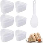 6-Piece Onigiri Triangle Mould - Non-stick Sushi Triangle Mould met 1 Rice Spoon - DIY Keuken Accessoire (3 Large 3 Small)