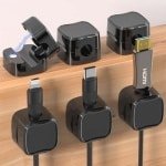 6-delige Magneet Elektrische Kabel Wandclip - Kabelhouder voor Telefoonoplader, Sterke Plakband Houder voor Bureau, Nachtkastje, Kantoor, Auto, Keuken (Zwart)
