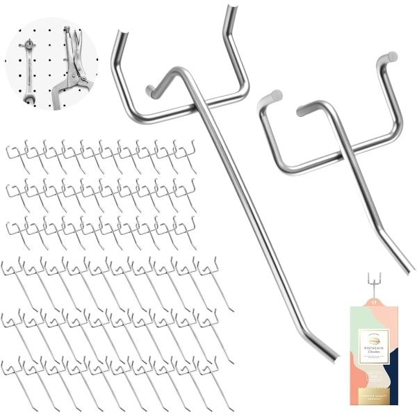 62pcs Pegboard Hooks - 5cm en 10cm - Gereedschap Haakjes - Wand Accessoires voor Garage - Werkplaats - Keuken - Winkel Presentatie