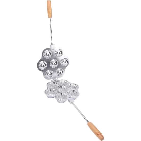 7-gaats bakplaat voor eiercake van aluminiumlegering met handvat - Handige taartvorm voor muffins met inkepingen - Keuken accessoire voor perfecte lekkernijen