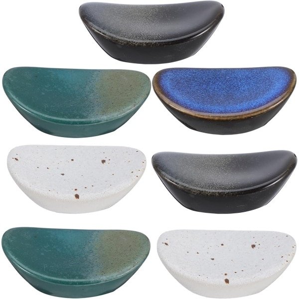 7 stuks keramische staafjeshouder - Japanse stijl - sushi eetstokjes bank - mes lepel houder - ovale vorm - keuken restaurant home accessoires willekeurige stijl