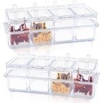 8 Stuks Transparante Kruidenset - Kunststof Potjes met Deksel en Lepel voor Specerijen en Thee - Keuken Accessoire