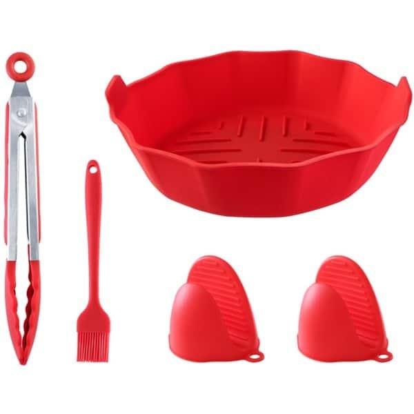 Accessoires voor de airfryer - bakplaat, ovenwanten, borstel, tang - geschikt voor keuken, koken, bakken en grillen - vijfdelige set