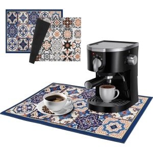 Afdruipmat voor koffiemachine - sneldrogend - antislip rubberen zool - absorberende onderlegger - accessoires - decoratief voor keuken - koffiebar - 40