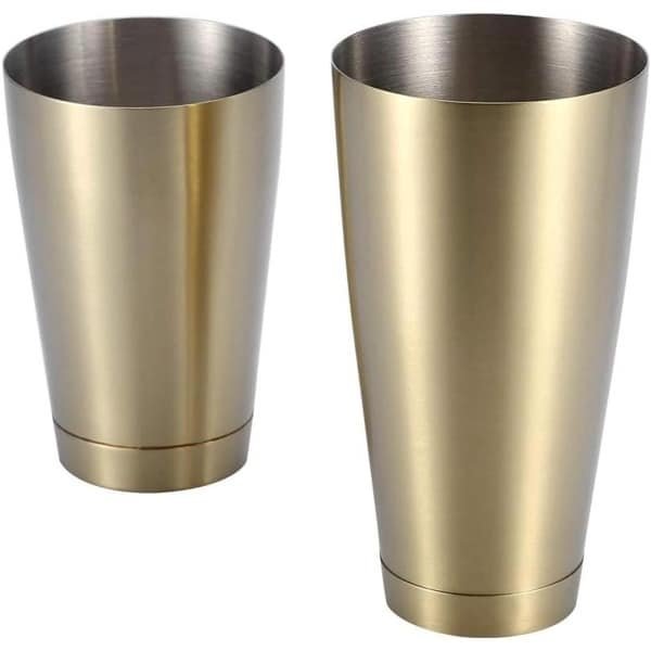 Allecta - Cocktailshaker - Bar accessoires - RVS - Robuust - Duurzaam - Goudkleurig - Keuken - Cocktail - Geschikt voor thuisbar - Luxe Boston shaker.