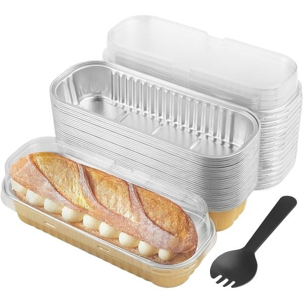 Allecta - Set van 60 Aluminiumfolie Mini Brood Pannen - Inclusief Deksels - 180 Stuks - 6 oz 200ml - Rechthoekige Folie Tin Liners - Accessoires voor Bakken - Aluminium Container voor Brownie Cake - Keuken Bakvormen.