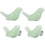 Allecto- 4 stuks vogelvorm keramische knoppen - DIY ladedeur kast trekken handvat - meubels accessoires - keuken handvat knoppen - kasttrekknop - groen