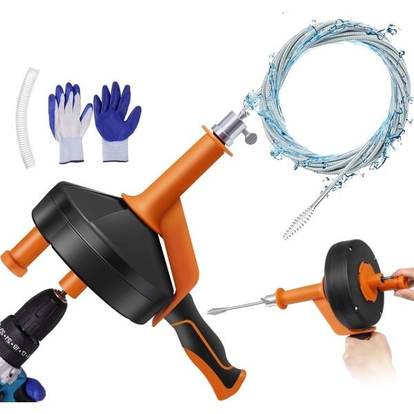 Allecto - Afvoerreinigingsmachine - Elektrische booraandrijving - Handmatig - Keuken en badkamer - Ontstopper - Waterpijpreiniger - Geschikt voor bagger - Zwart en zilver 7,6 meter - AliExpress 15