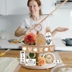 Allecto- Dienblad Set - Gelaagd Ontwerp - Cottage Keuken Decor - Houten Decoraties - Boerderij Thema - Tafelblad Centerpieces - Geschikt voor 16 stuks - Thuis Decor - Keuken Accessoires.