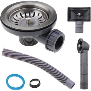 Allecto- Gootsteen Collectie - Metalen - Afvoer Zeef Stopper - Vierkante en Ronde Overloop Deksels - Keuken Accessoire - Geschikt voor 4,6 cm Gootsteen - Set van 3 - 120mm.