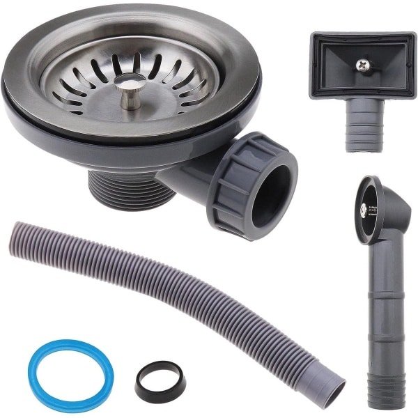 Allecto- Gootsteen Collectie - Metalen - Afvoer Zeef Stopper - Vierkante en Ronde Overloop Deksels - Keuken Accessoire - Geschikt voor 4,6 cm Gootsteen - Set van 3 - 120mm.